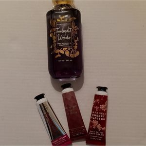Bath and body works body wash and hand lotions.
